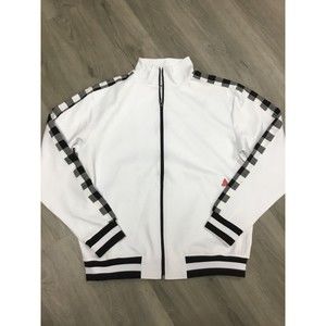 BLACK PYRAMID BY CHRIS BROWN WHITE CHECKER ZIP TRACK JACKET SIZE LARGE NEW